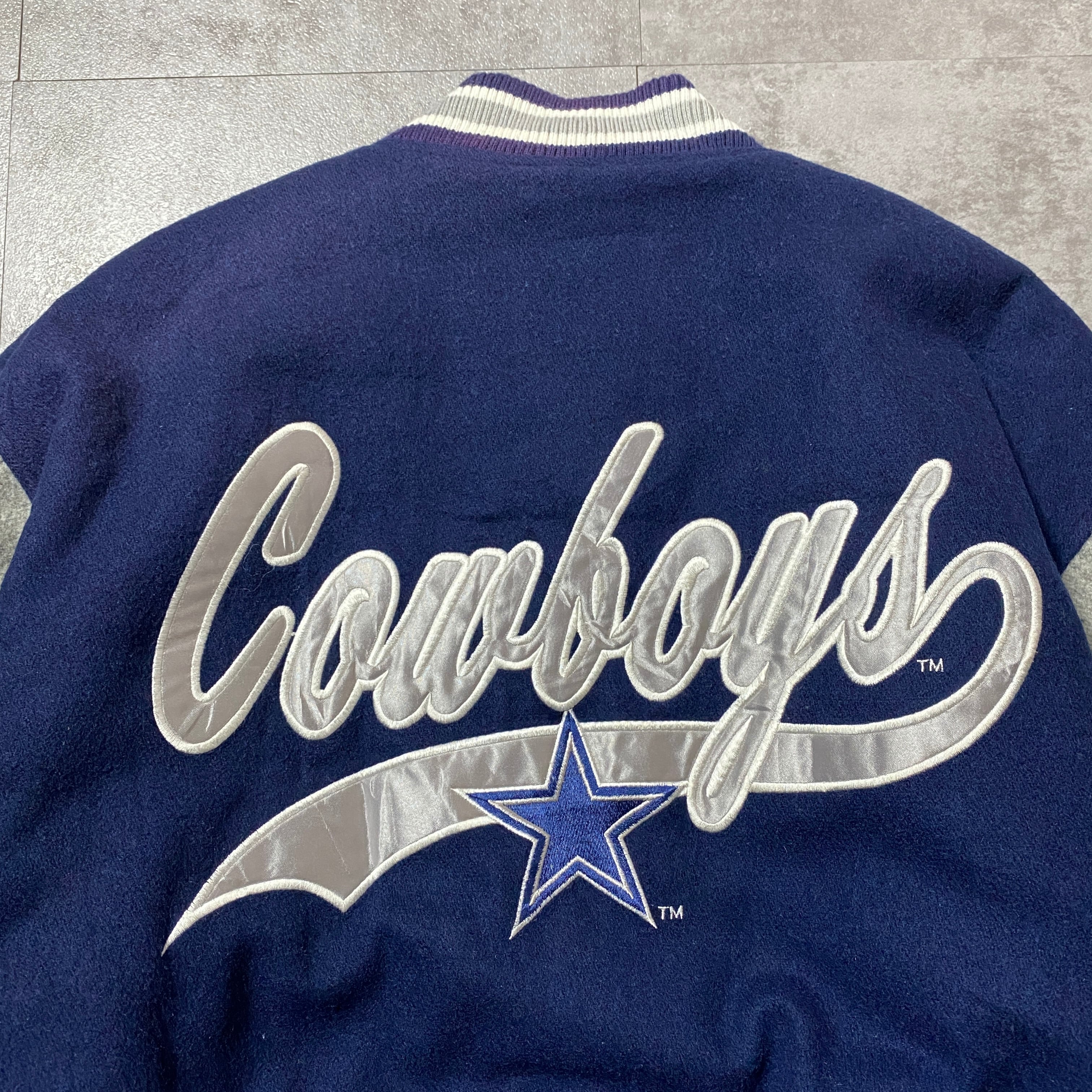 90's NFL ダラス・カウボーイズ バックロゴ ラインリブ 中綿 ウール