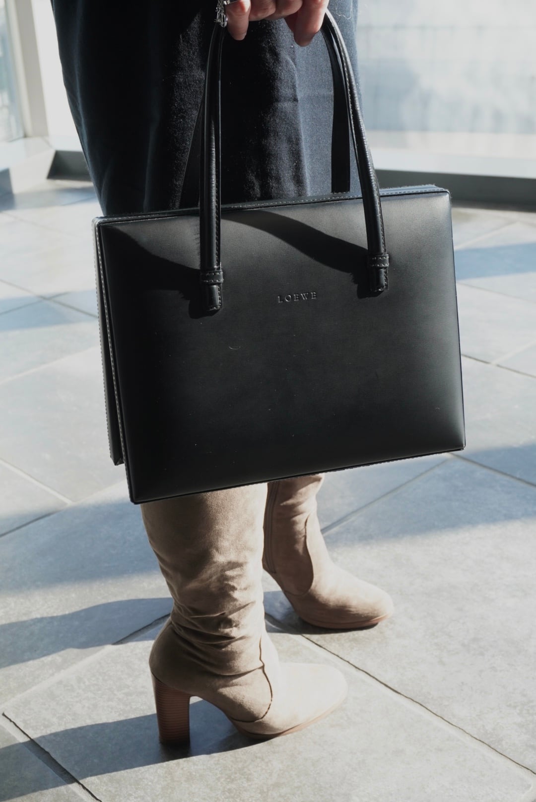 LOEWE ロエベ ハンドバッグ ブラック ロゴ レザー vintage ヴィンテージ オールド ru2436