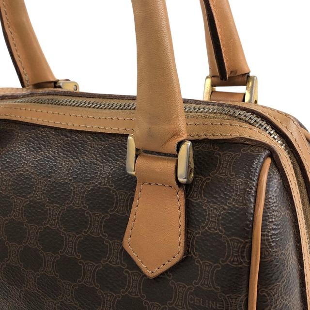 CELINE セリーヌ マカダム ハンドバッグ ブラウン PVC レザー ミニバッグ ミニボストン vintage ヴィンテージ オールド i42xbv