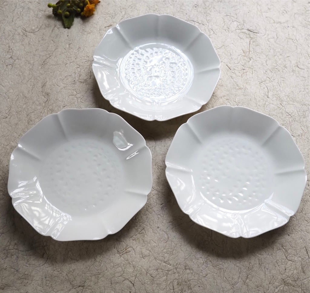 色原 昌希/白磁 8輪皿 7寸