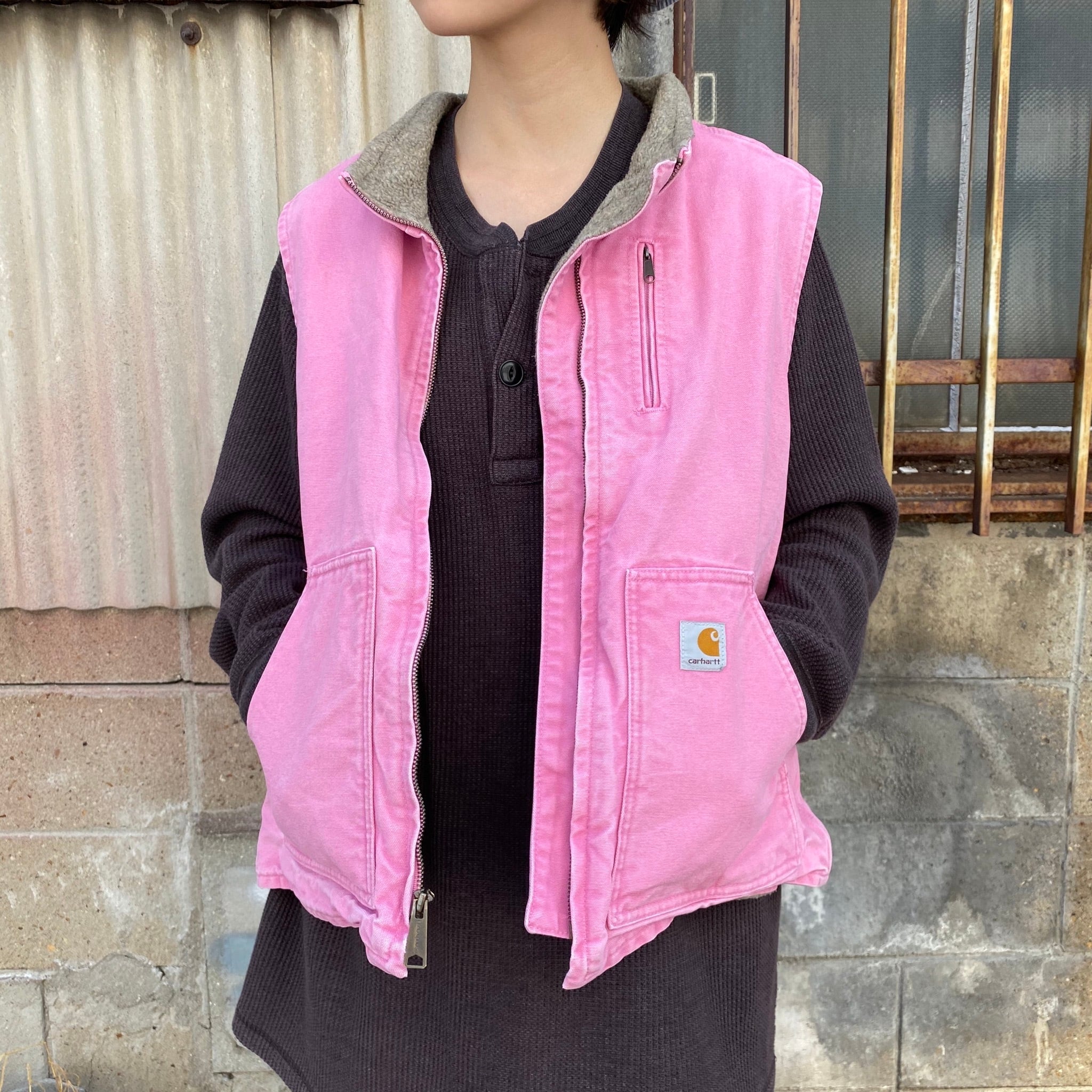 メキシコ製 Carhartt カーハート ダック地 ベスト ボアライナー 裏ボア  