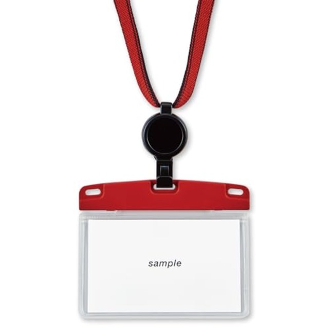 オープン工業 吊り下げ名札 アーバンスタイル 名札 カードホルダー ネームホルダー リール 名刺 硬質ヘッダー 1枚 レッド 赤 NU-3P-RD