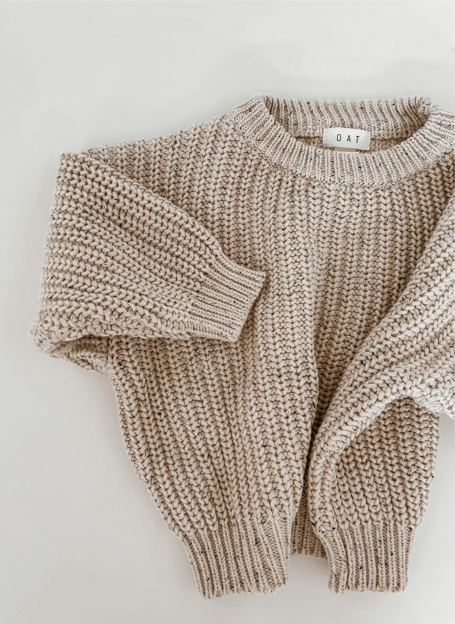 OAT  ‘Oat Fleck’ Chunky Knit 1-2y