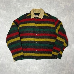 80s CHIPIE カバーオール ウールブランケット ボーダー ラスタカラー