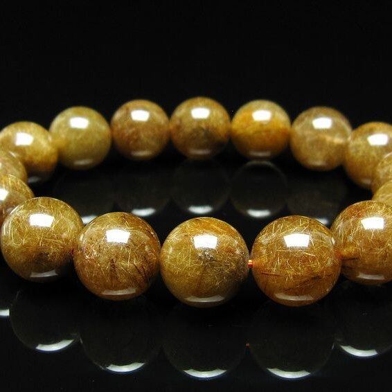 ルチルクォーツ ブレスレット 13mm ブロンズルチル ブレス 一点物 111-50782