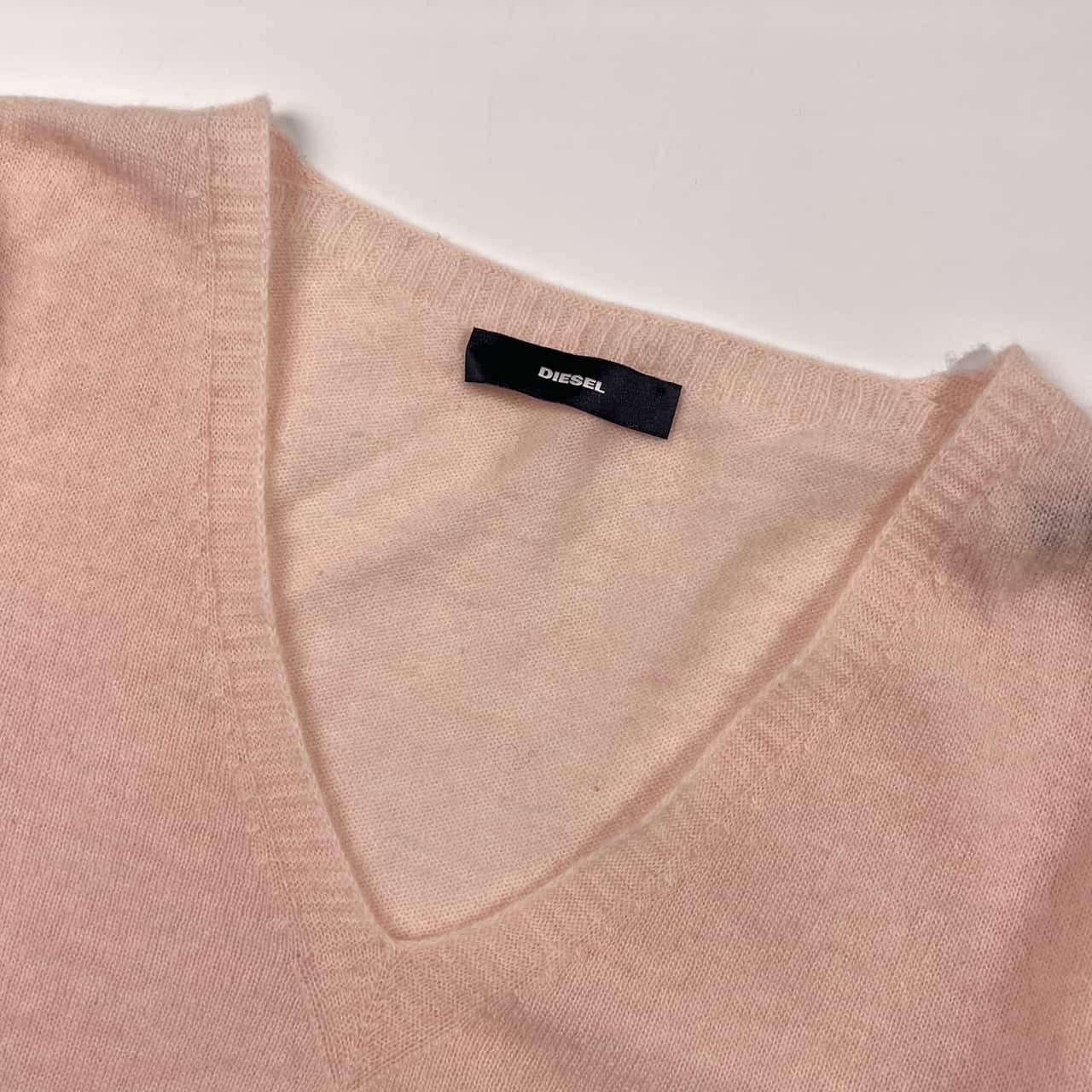 カシミヤ混 DIESEL ディーゼル Vネック ニット セーター XS/うすピンク レディース 薄手