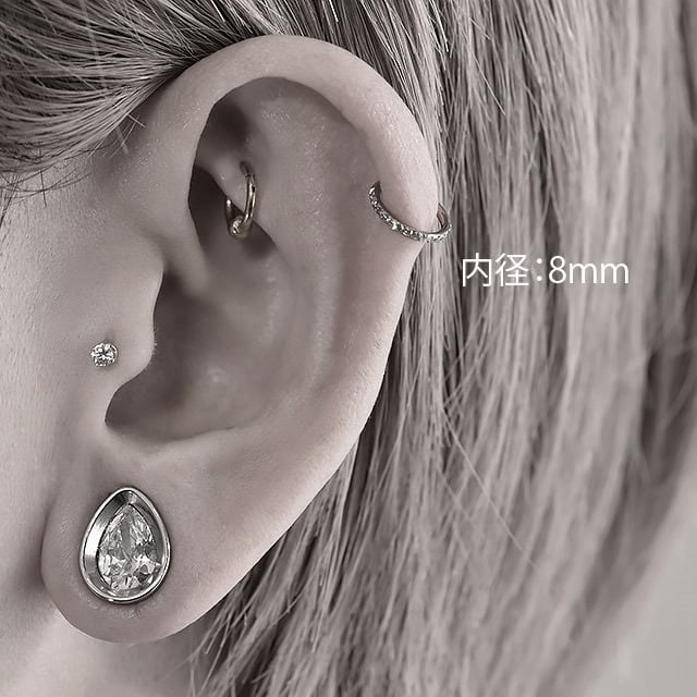 金属アレルギー対応 チタンピアス 16G ワンタッチで装着 小粒ジュエル