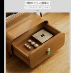 天然竹製卓上ミラー 収納付き化粧鏡 バニティミラー メイクボックス ドレッサーミラー 木製 自然素材 小物入れ