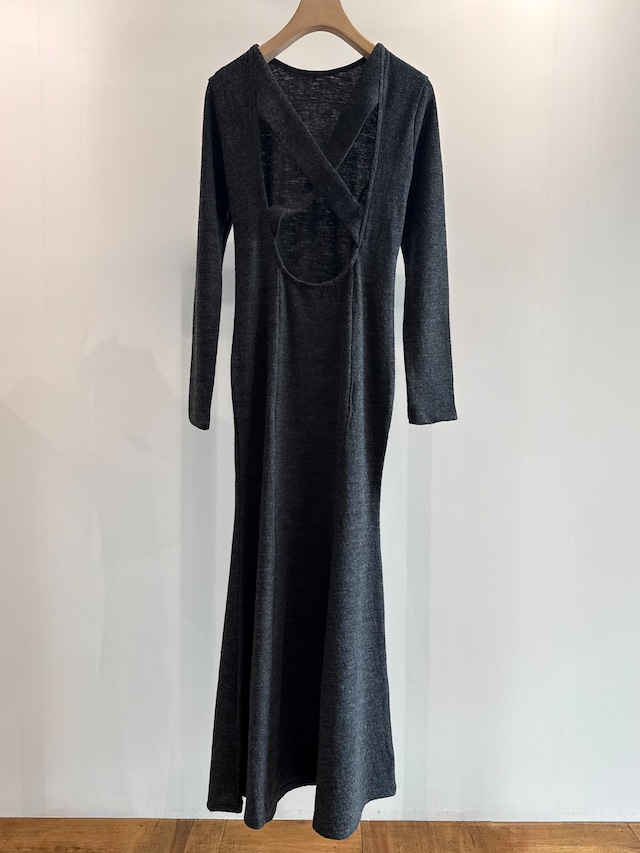 ERiKOKATORi/EK13-2-3  wool backless dress Dark grey