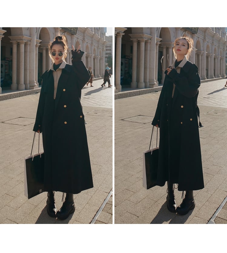 アウター レディース トレンチコート ひざ下 無地 春 秋 冬 スリム