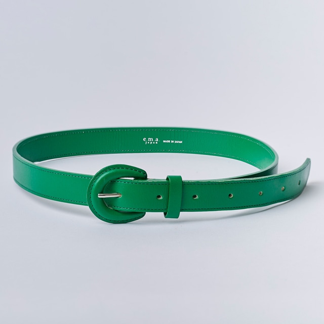 LEATHER BUCKLE BELT - GREEN