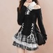 【2点セット】レースアップリボンオフショルドッキングトップス+チェックフレアスカート ・78870
