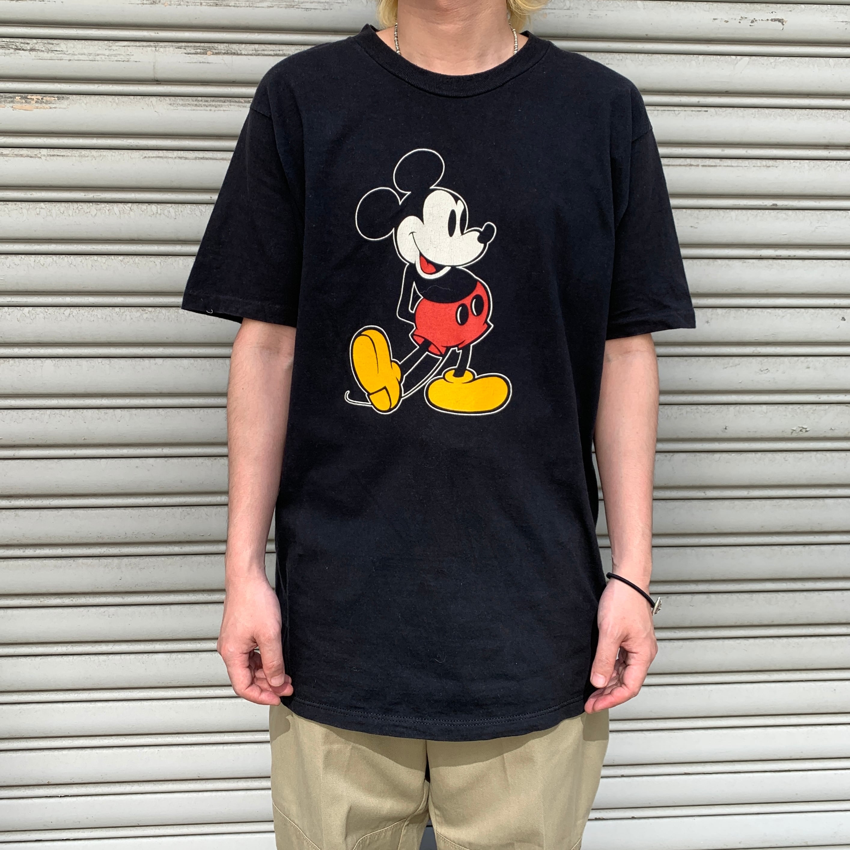 【USA製】90s ミッキー ヴィンテージ Tシャツ 墨黒 XL ディズニーa2 90s USA製 Disney ミッキーマウス キャラクターTシャツ 黒 XL | 古着屋 Uan