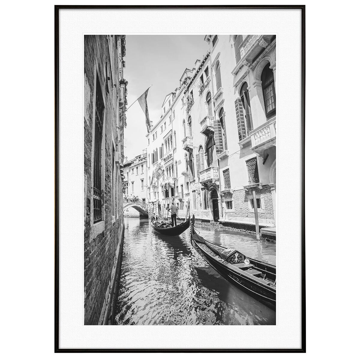 イタリア写真 ヴェネツィア運河 インテリア モノクロアートポスター額装 AS4208