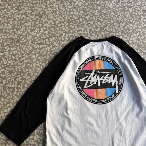 STUSSY / back print raglan T-shirt size L