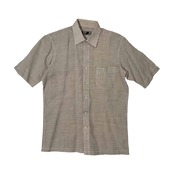 DAKS ダックス チェック柄 半袖 リネン シャツ サイズ M /メンズ/ベージュ×グリーン系