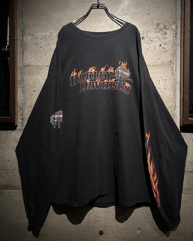 【Caka】00's “Harley-Davidson Flame Print Oversized L/S Tee