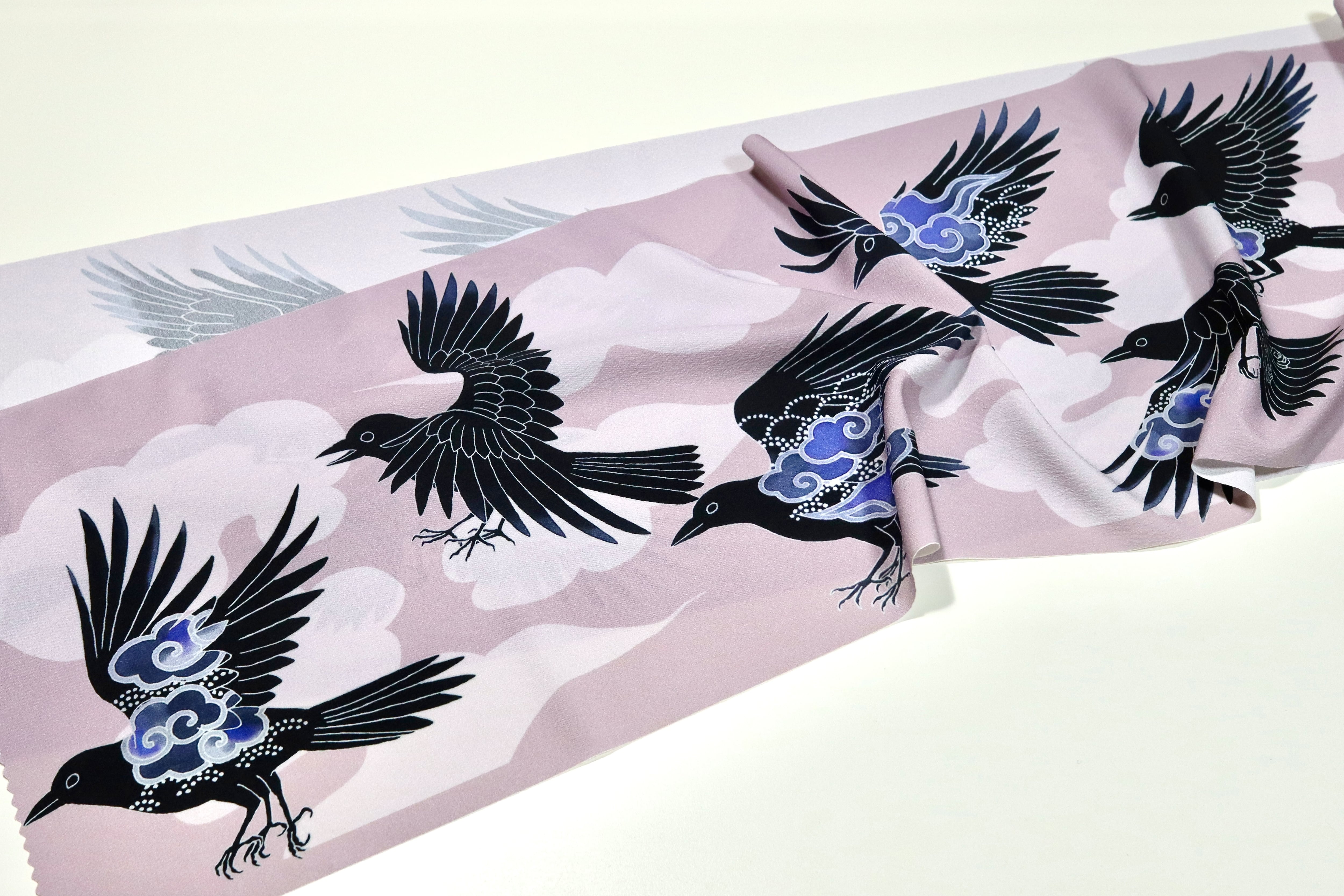 some-pri 帯揚ストール「雲八咫烏」モーブ | 染工房ユキヤオンライン