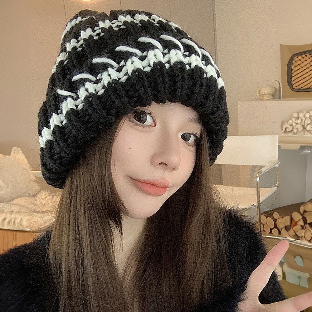 ケーブル編み ニット キャップ レディース 秋冬 韓国 帽子 おしゃれ
