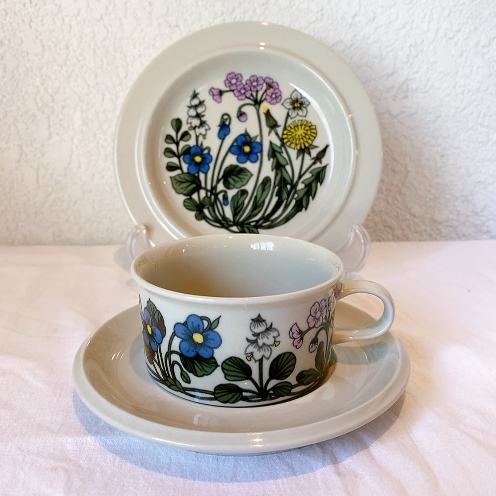 AB24SEP-F】希少 超美品 アラビア フローラ ティーカップトリオセット  