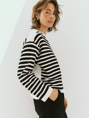 【AT HEART】BILBAO STRIPE LONG SLEEVE TNHC2220-08 (white)