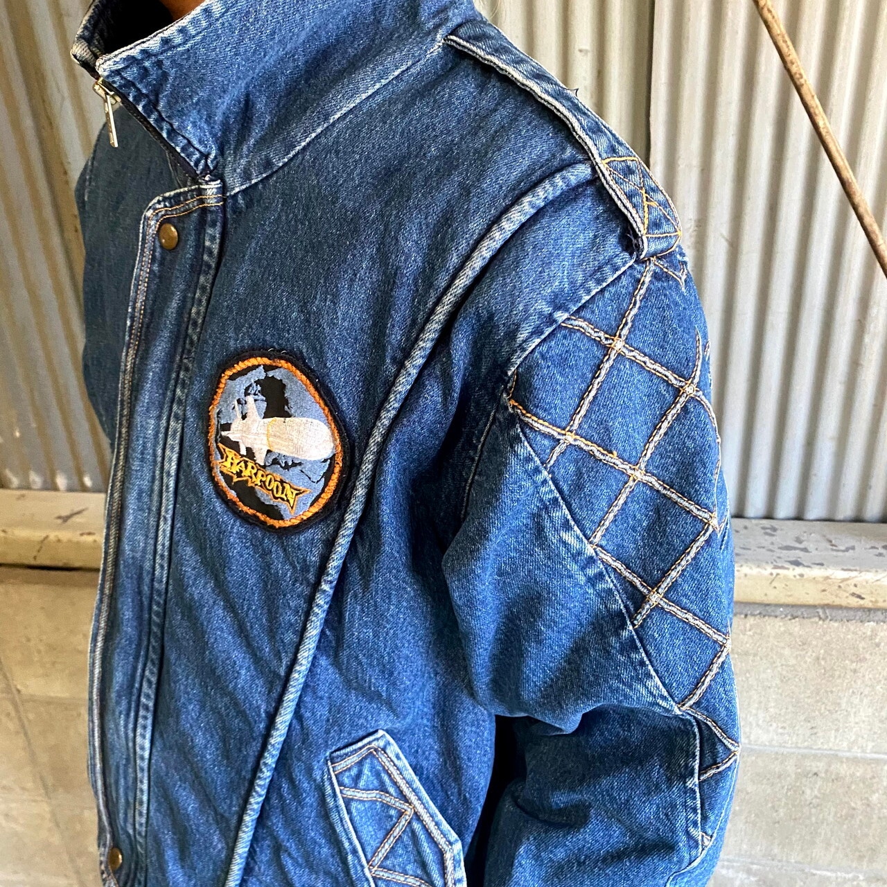 PARIS SPORT CLUB UNIVERSAL ワッペン付き 変形型 デザインデニム  