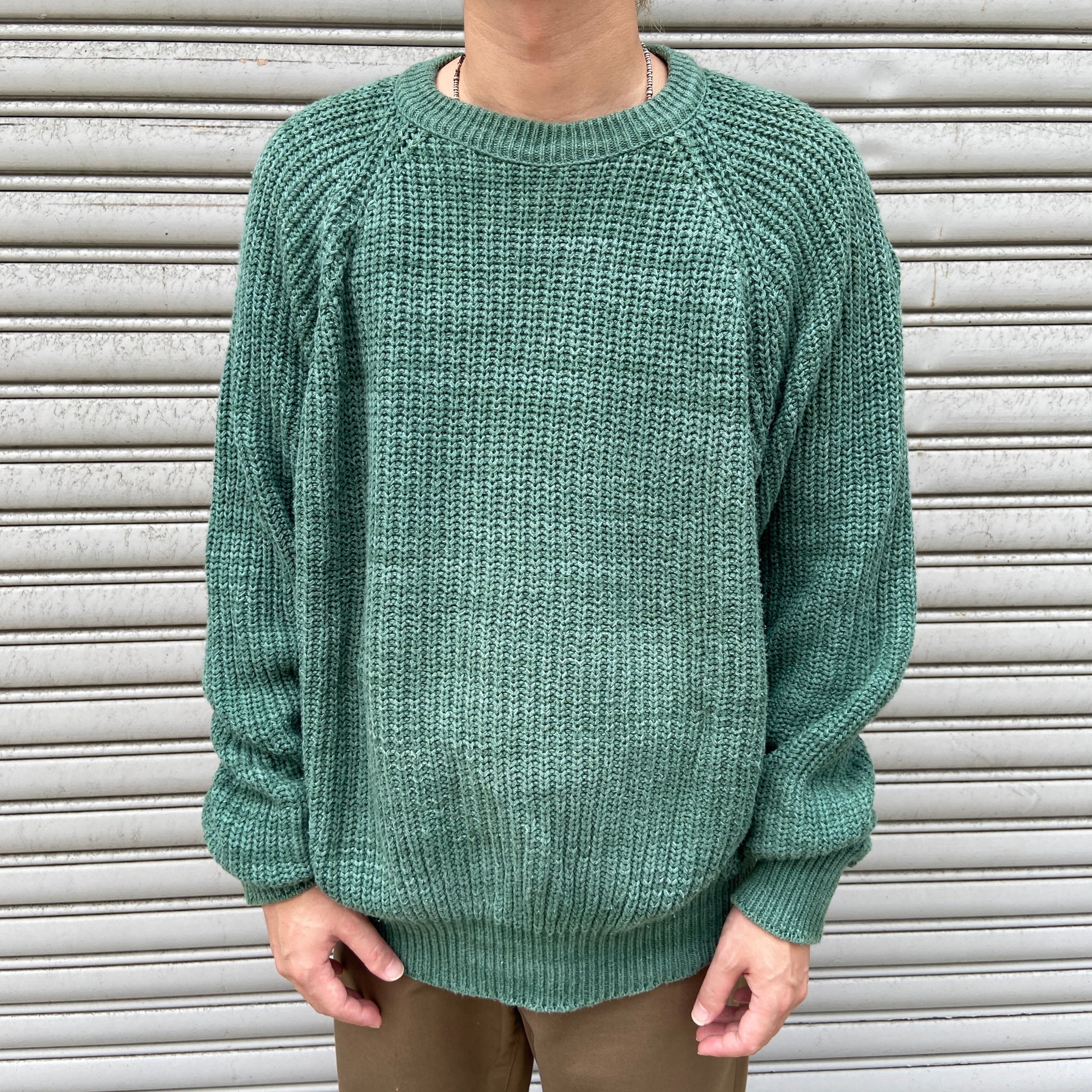 70s 80s USA製 L.L.Bean コットンニット セーター 緑 L | 古着屋 Uan powered by BASE