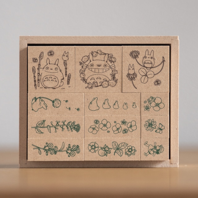 となりのトトロ　木製草花はんこ/ スタンプ　12個セット（春夏/8892）