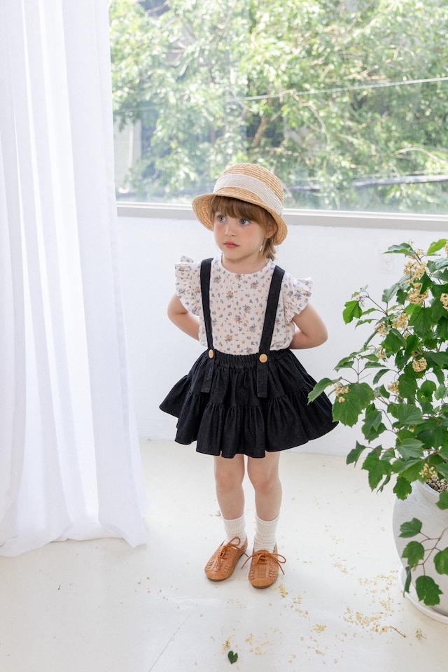 【予約】送料無料 Wonny Ribbon Black denim skirt (black)《送料無料))