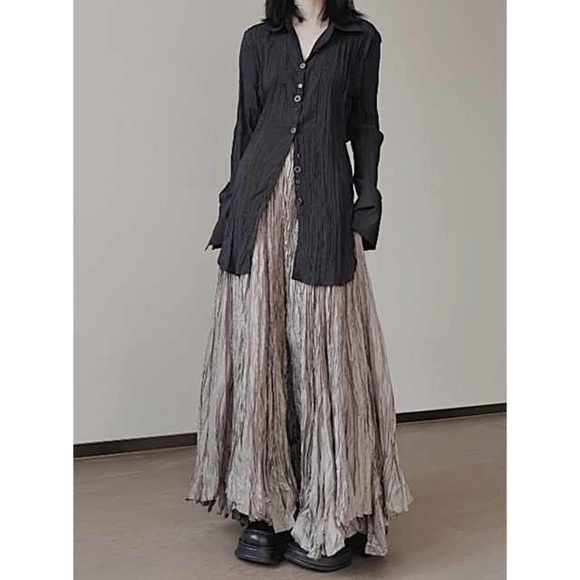 Dull color silhouette skirt C0282