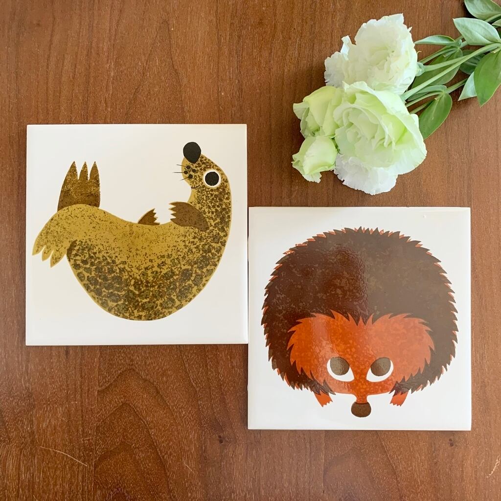 ケネス・タウンゼンドさんのアートタイル ハリネズミ / Vintage Hedge