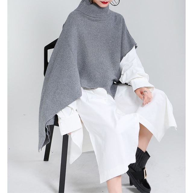 Asymmetry shawl sweater【2color】 C0380