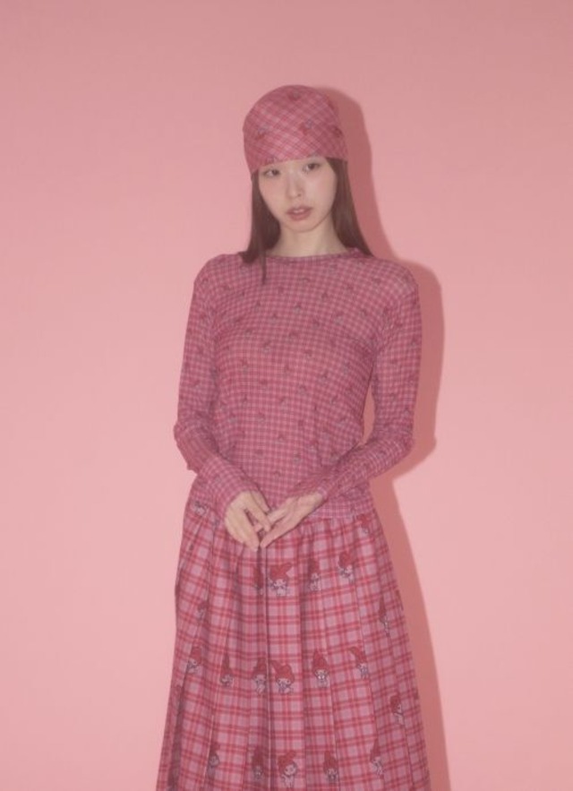 [BOCBOK] Check Check My Melody Jersey Top 正規品 韓国ブランド 韓国通販 韓国代行 韓国ファッション 日本 店舗 ボクボク bocbok
