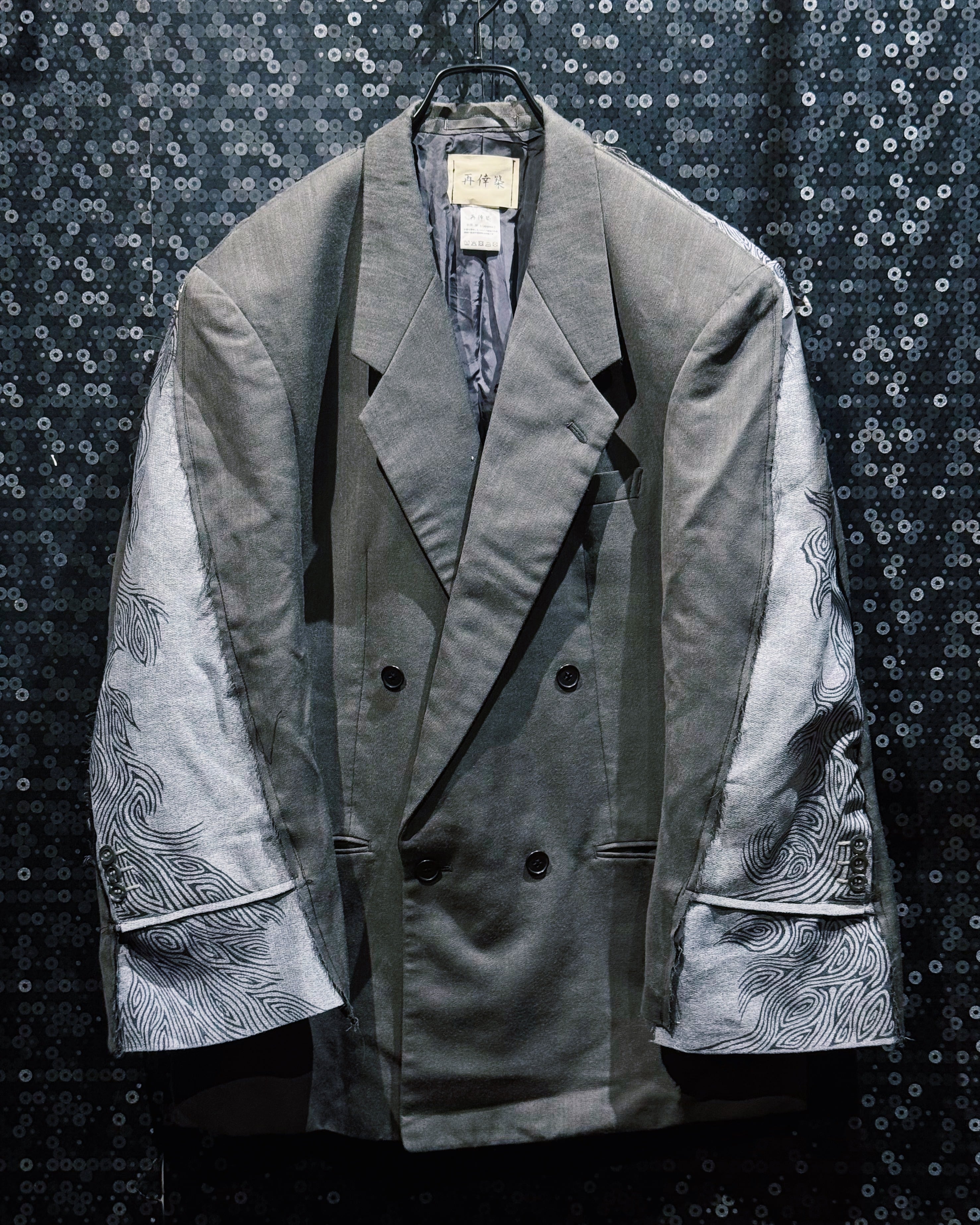 【ÆIEM】"再倖築"vintage shoulder and Sleeve Docking Painted Tailored Jacket