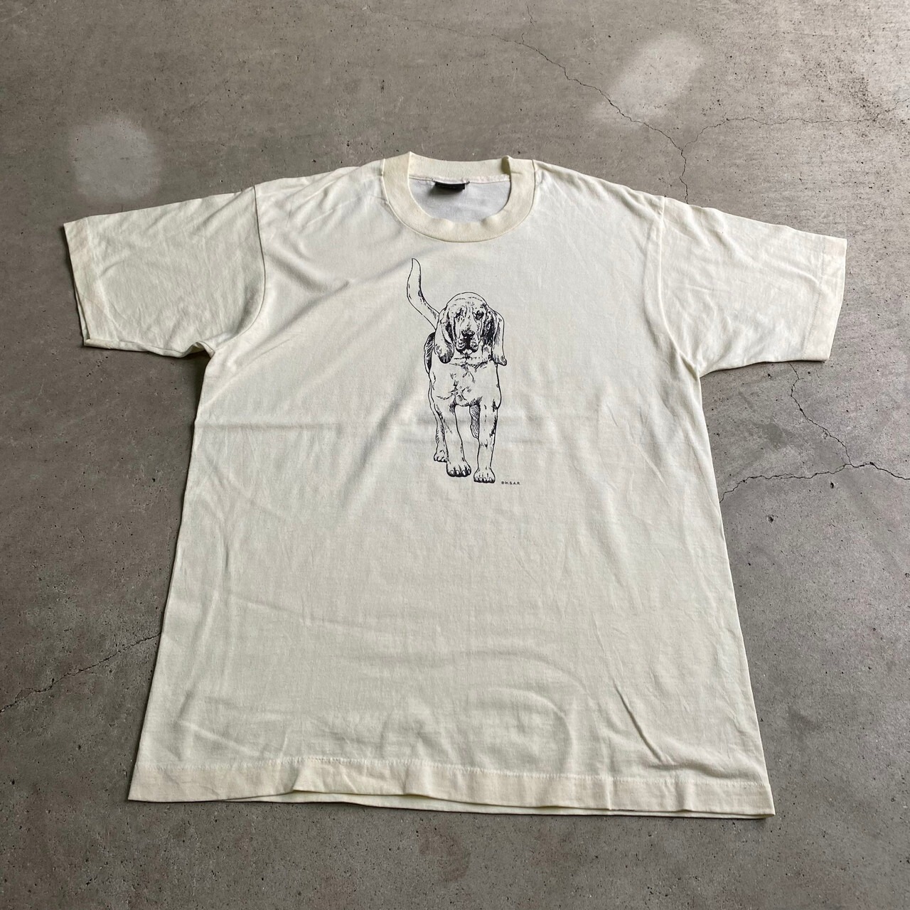 80〜90年代 USA製 犬 アニマル アート プリントTシャツ メンズL 古着 