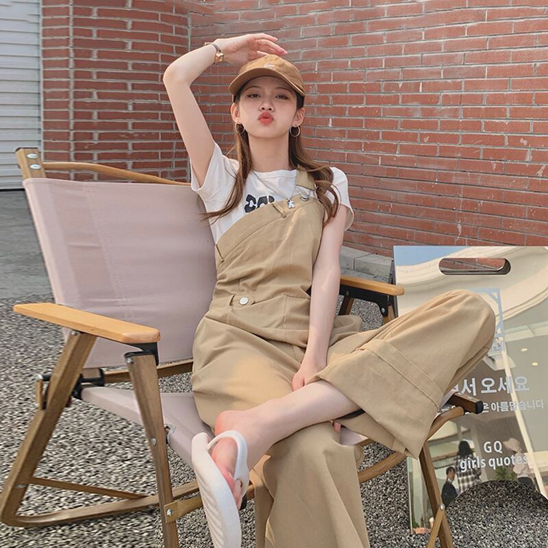 サマーオーバーオール ハイウェストウェストパンツ ルーズ 夏物 スーパーモール71250704100