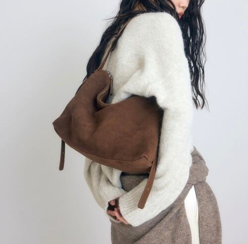 (一部予約)【本革&スエード】サイドアジャストショルダーバッグ