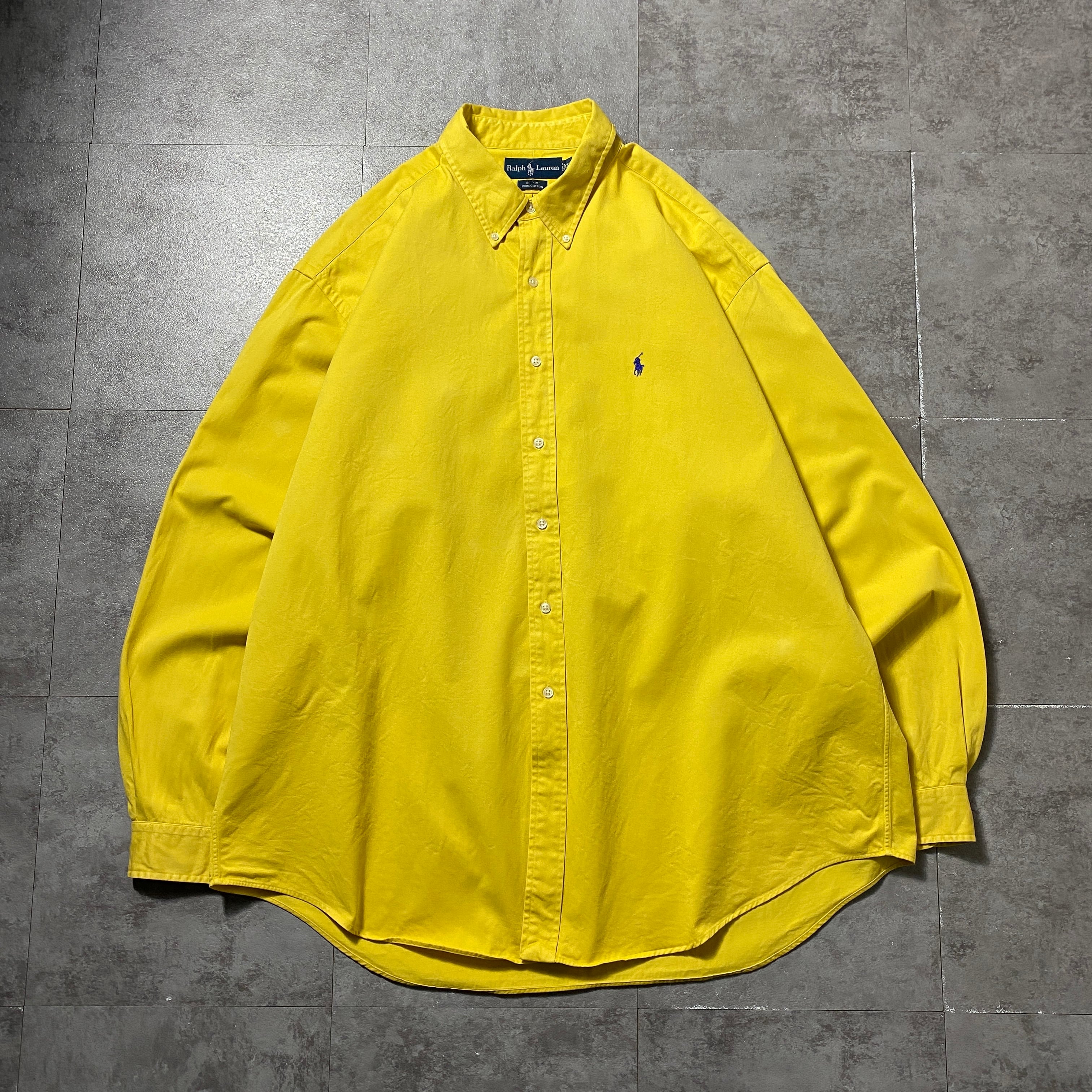 00's ラルフローレン　刺繍ワンポイント　ポニー　ボタンダウン　チノシャツ 00's Ralph Lauren ラルフローレン 刺繍ワンポイント ポニー イエロー