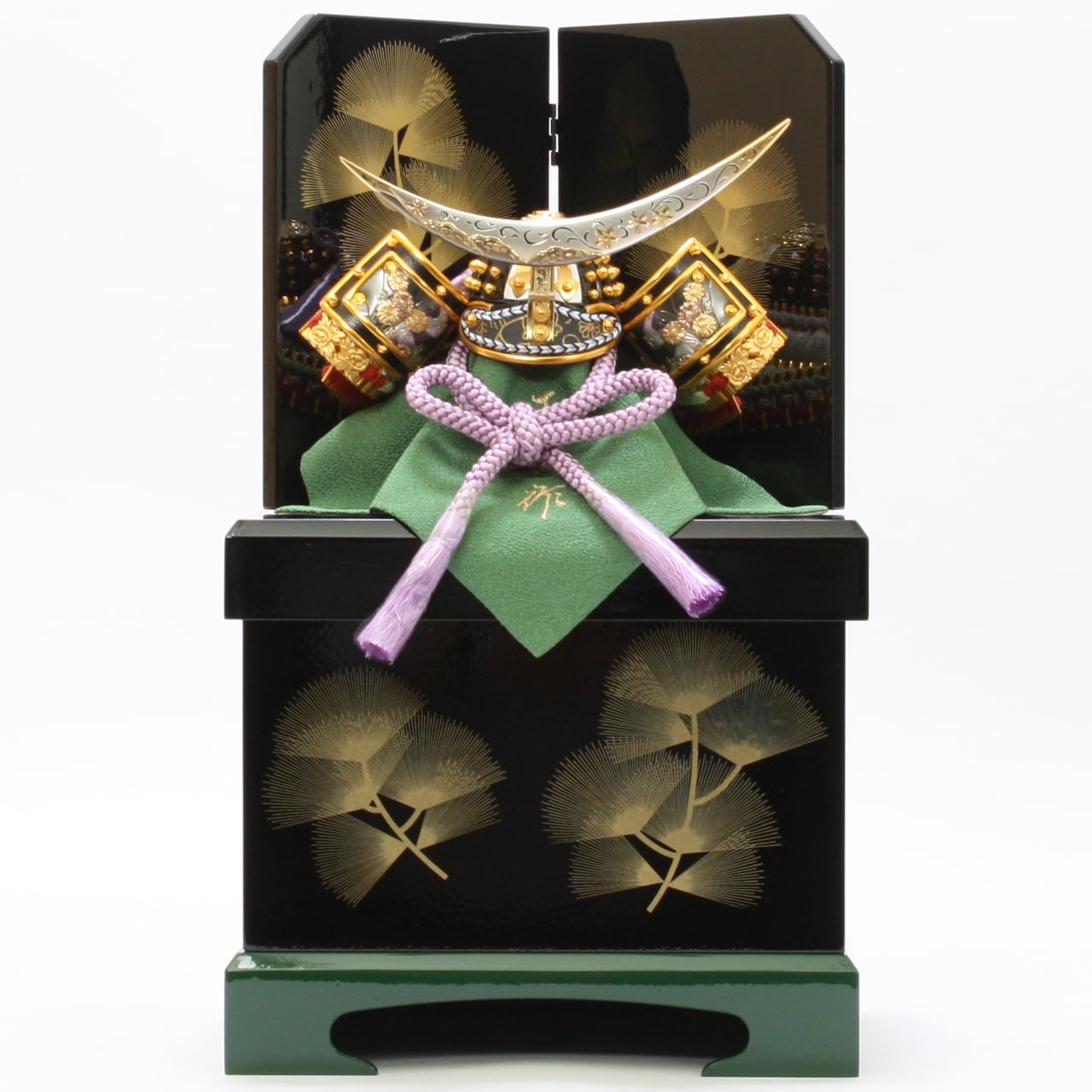 五月人形|コンパクト|おしゃれ|モダン|インテリア|プレミアム|こだわり|おすすめ|収納|作家|伝統工芸士《商品名》玉鳳作兜飾り(収納タイプ)5号黒塗彫金 三日月 〔商品コード〕50605-0897【品番】500897