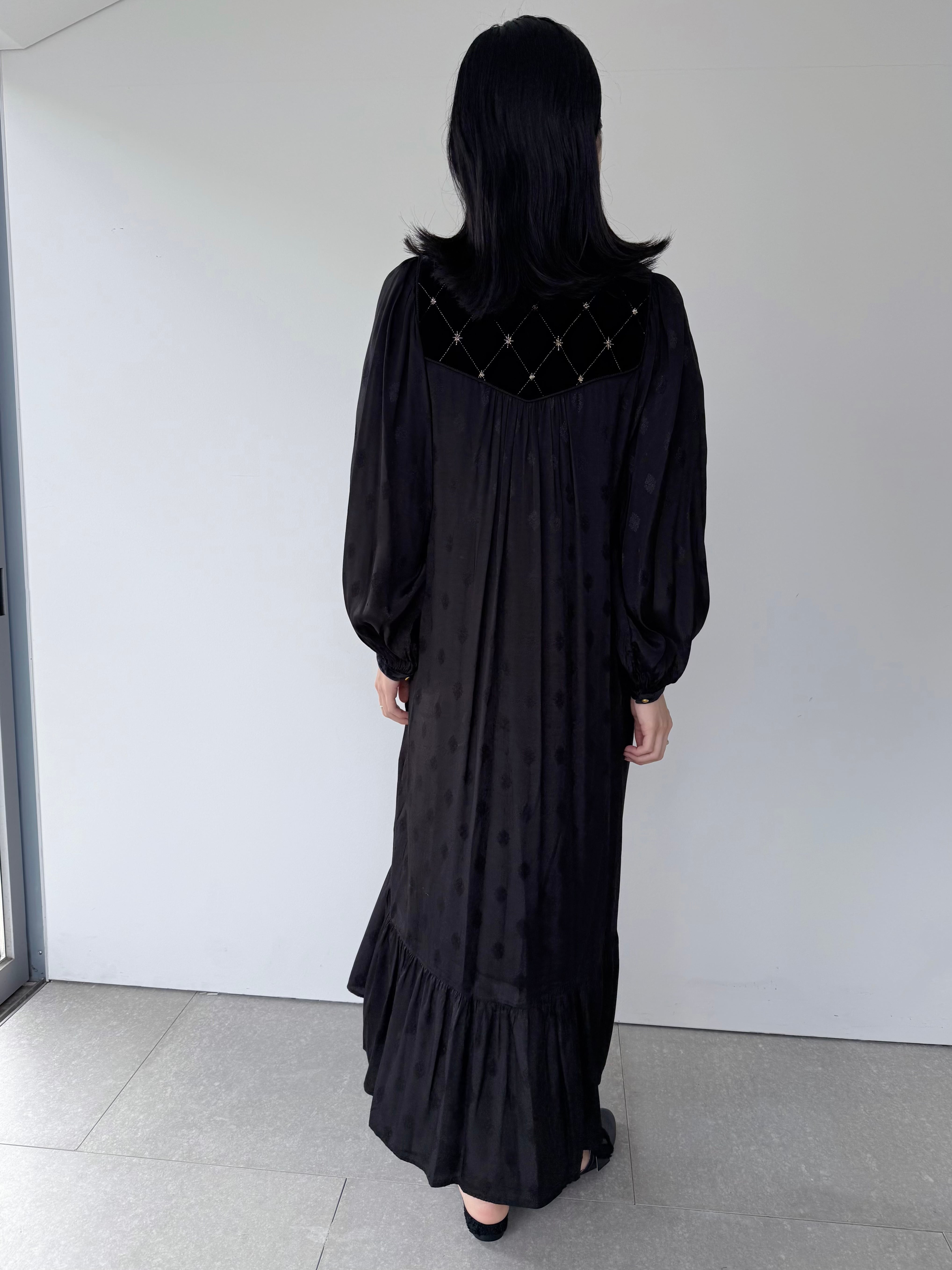 Sara Mallika Velvet Beads Embroidery Dress | KOKO