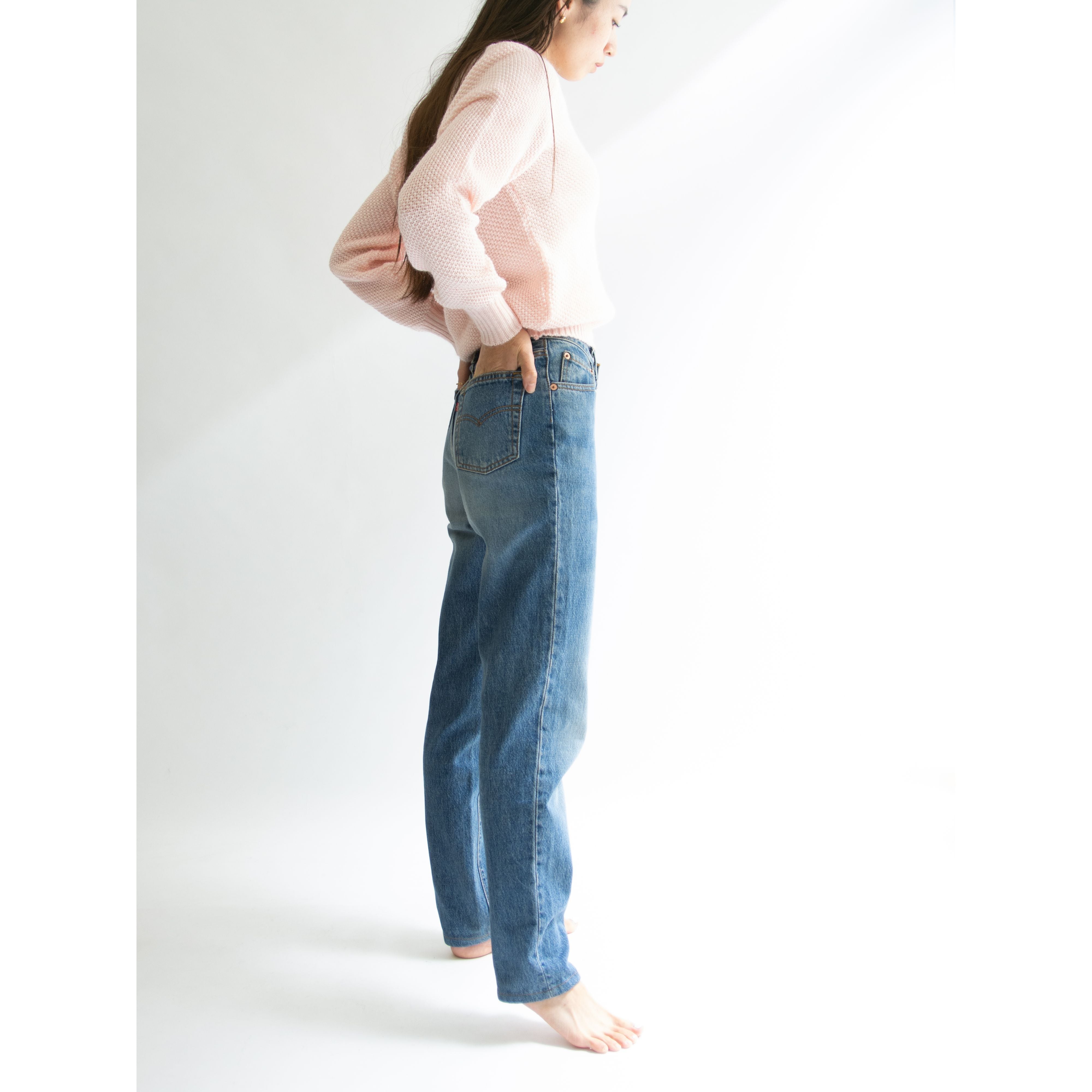 【courreges paris】Made in France 70's acrylic-mohair v-neck sweater(クレージュ アクリルモヘヤVネックニットプルオーバー セーター)12a