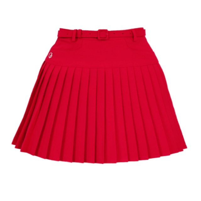 Belt Pleated Skirt（Red）