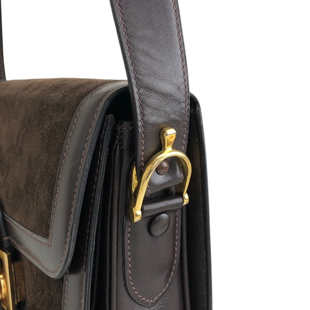 CELINE セリーヌ ショルダーバッグ ブラウン 馬車 ホースキャリッジ スエード レザー vintage ヴィンテージ オールド 8kncfy