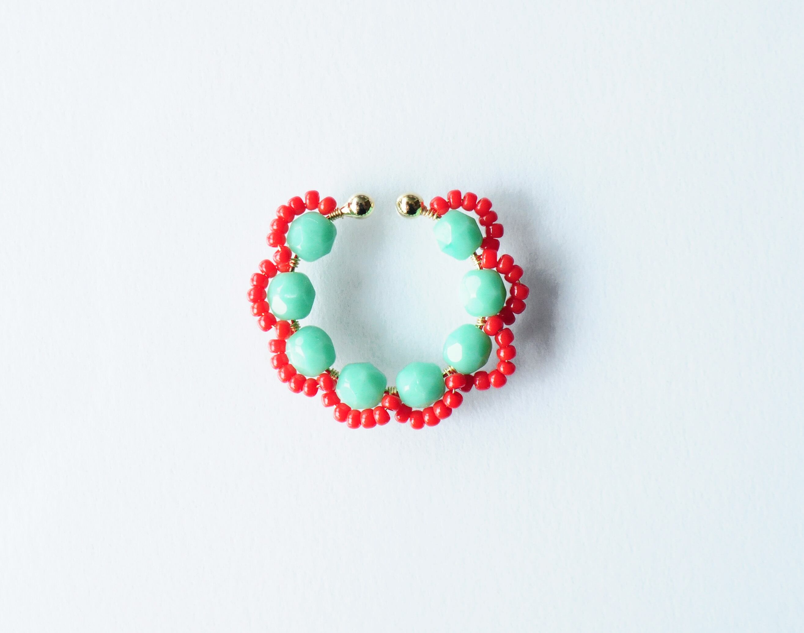 ＜Rollo～イロヅクビジュー～＞イヤーカフ『 Mint × Apple 』