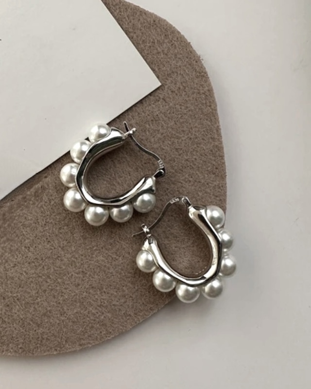 silver925 pearl hoop pierce