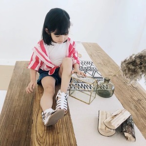 使いやすい！薄手♪ストライプシャツパーカー♪黄色 赤 ジャケット 男女兼用 ユニセックス