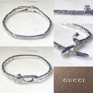 GUCCI silver “Buckle” × “Plate” bracelet