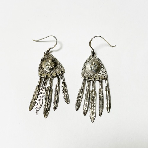 Vintage Southwestern Fether Sterling Pirced Earrings