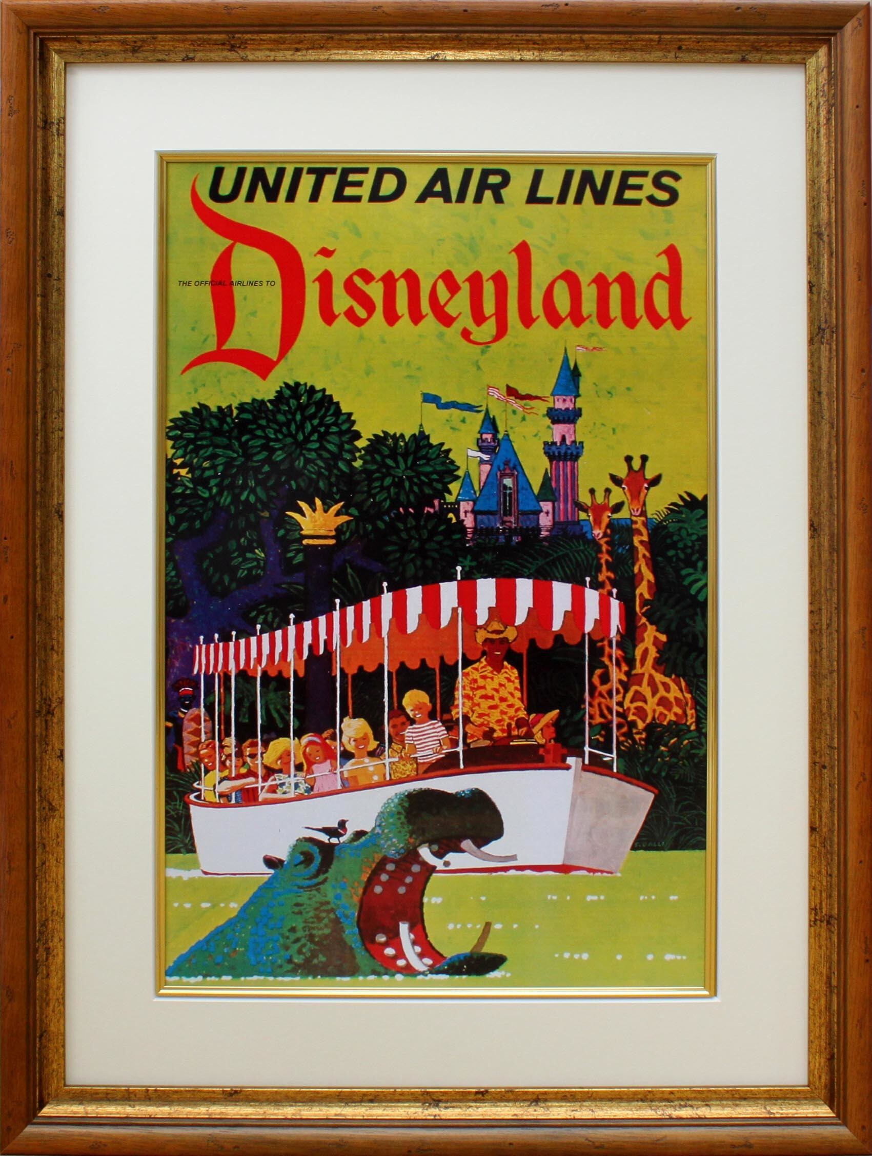 ディズニー テーマパーク ディズニーランド ユナイテッド エアラインズ 展示用フック付ポスター ディズニーアートショップ ディズニー絵画 版画 ポスター