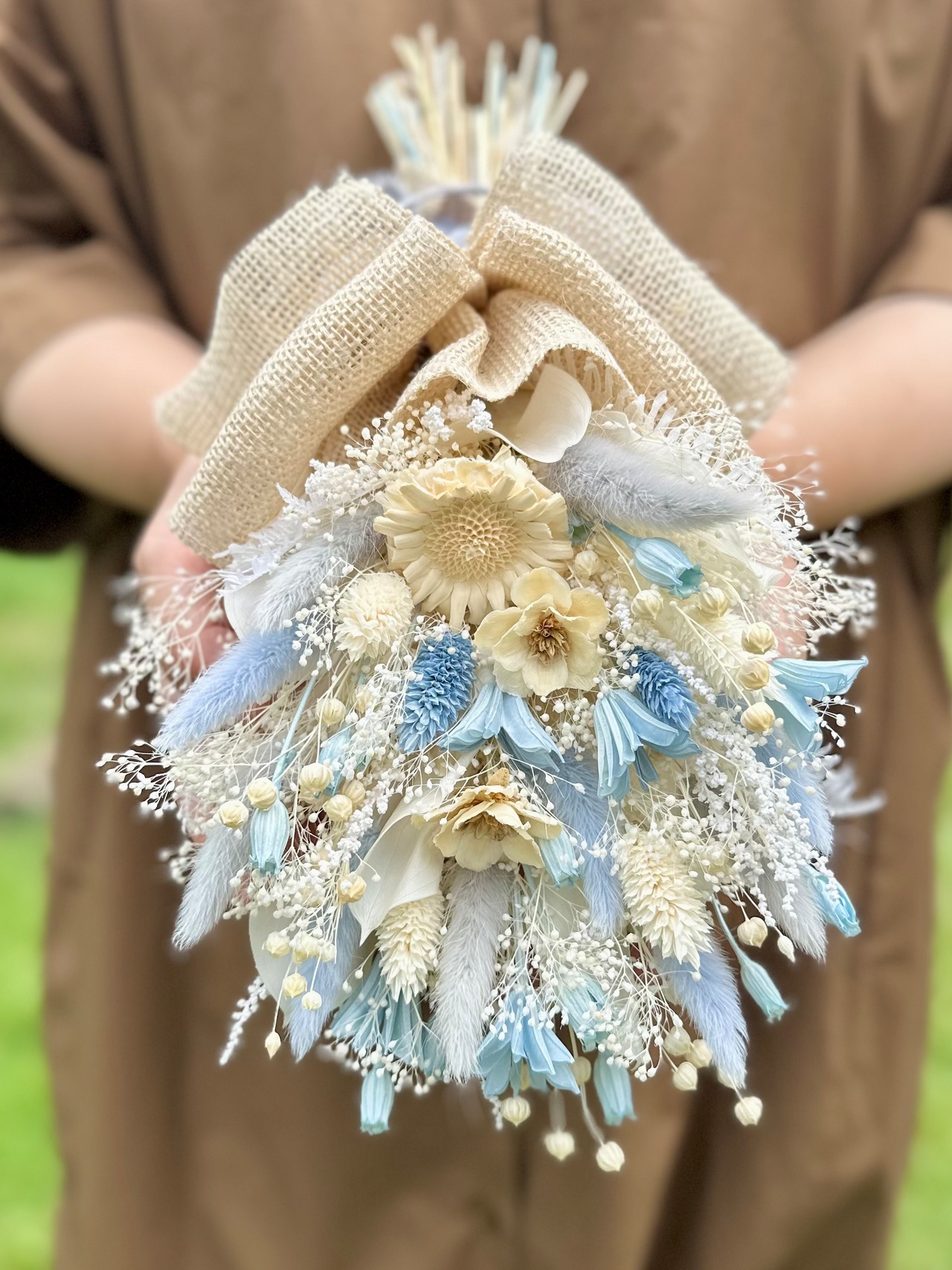 ドライフラワースワッグ(水色・白色・グレー色) 【1点もの】 画像3